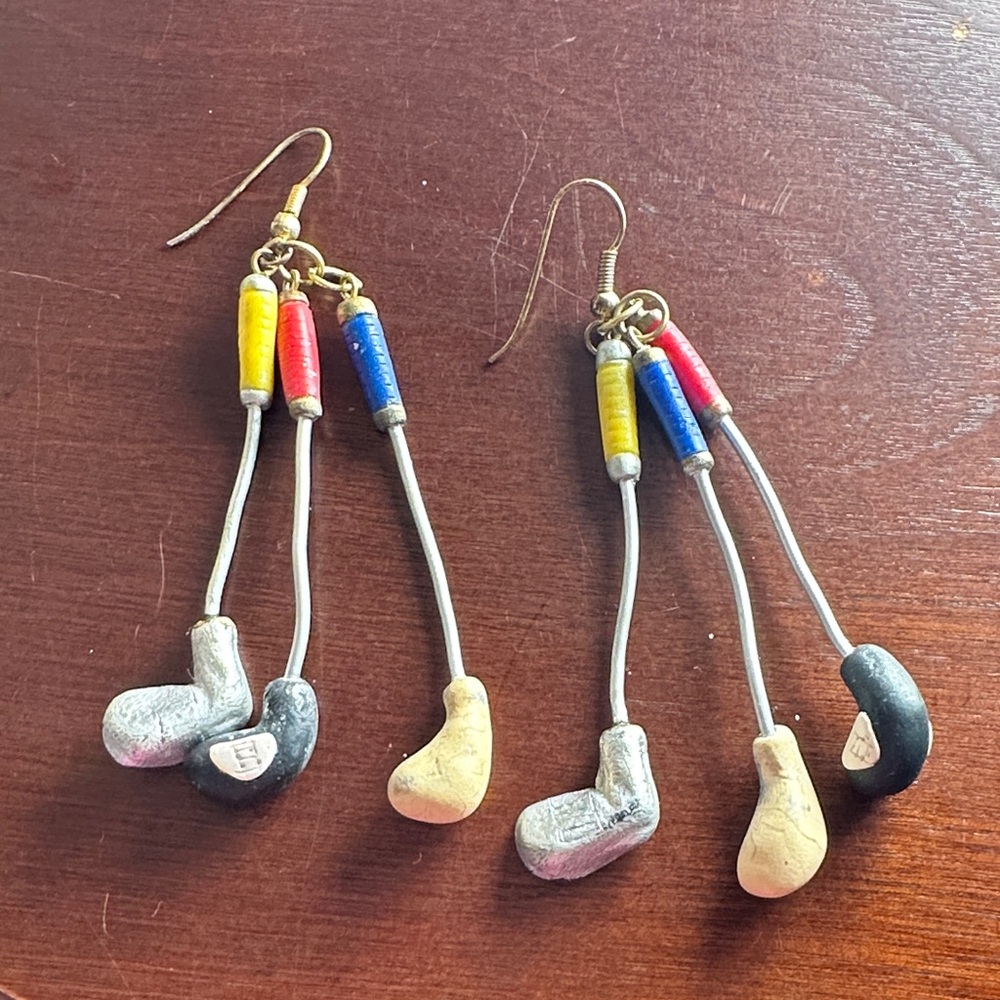 Kitschy Golf‎ Club Dangle Earrings